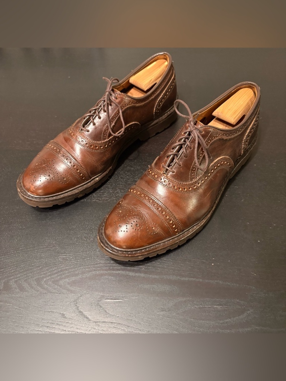 Allen Edmonds Brown Leather Wingtip Oxfords 12D